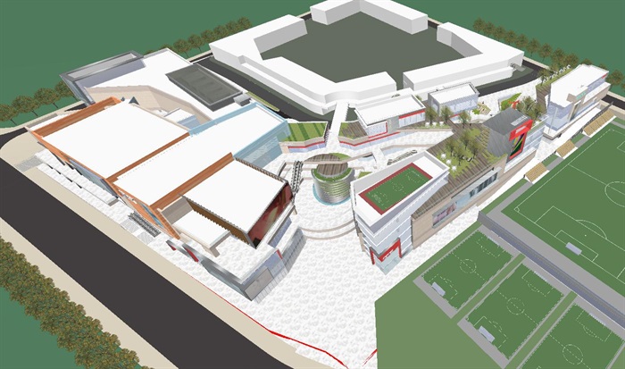 现代风格山地商业中心建筑与景观SU模型(11)