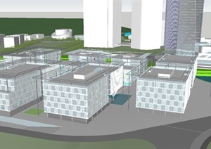 重庆渝北仙桃数据谷产业园二期（办公、商务、酒店、数据中心、公寓、商业）建筑规划方案SU(草图大师)模型