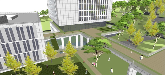 贵州普安山地办公中心建筑与景观规划方案SU模型(4)