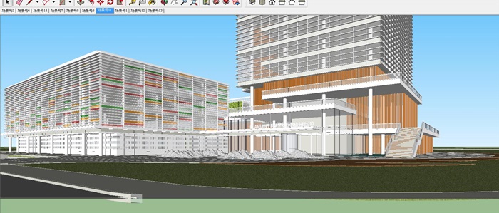 上海现代风格科莱恩化工总部研发大楼建筑设计方案SU模型(4)