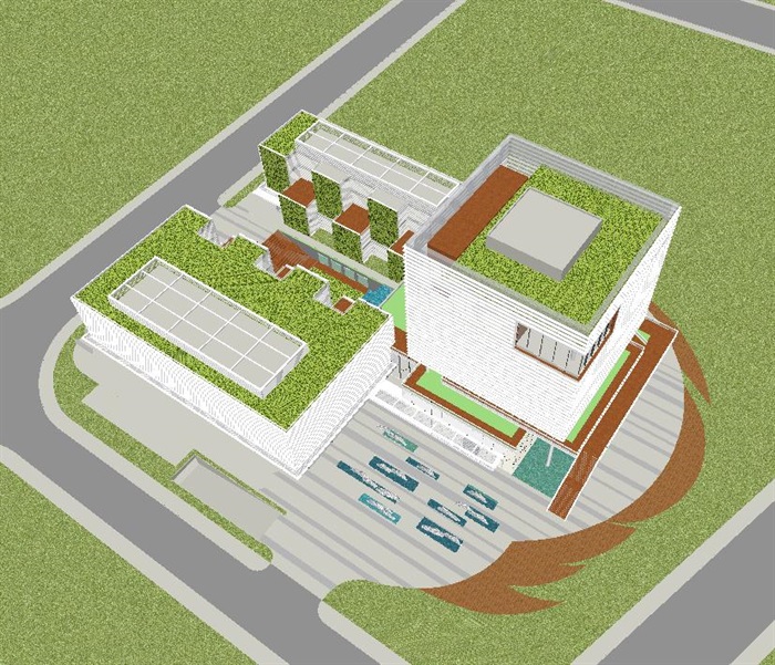 上海现代风格科莱恩化工总部研发大楼建筑设计方案SU模型(8)