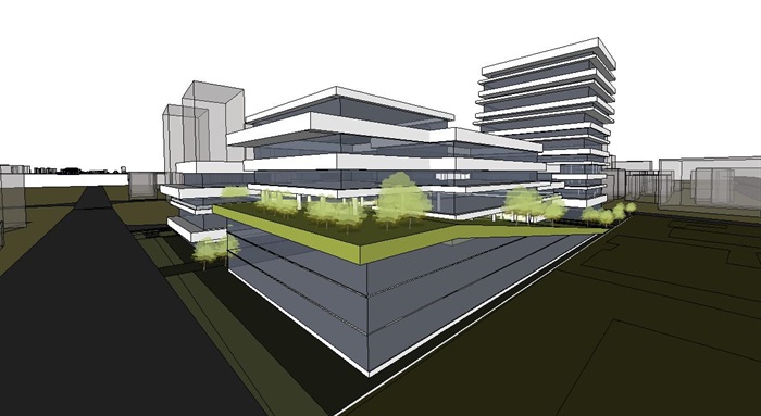 上海杨浦某地产商业与办公园区建筑概念方案SU模型(6)