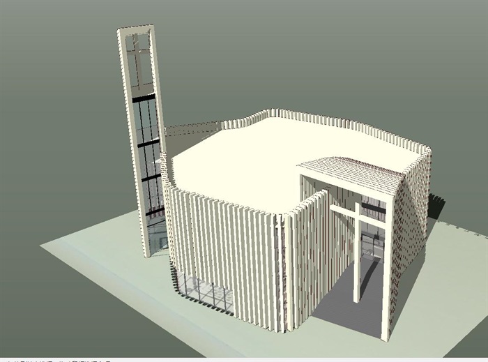 北京海淀基督教堂建筑设计方案SU模型(5)