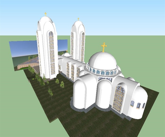 2个欧式教堂建筑设计方案SU模型(7)