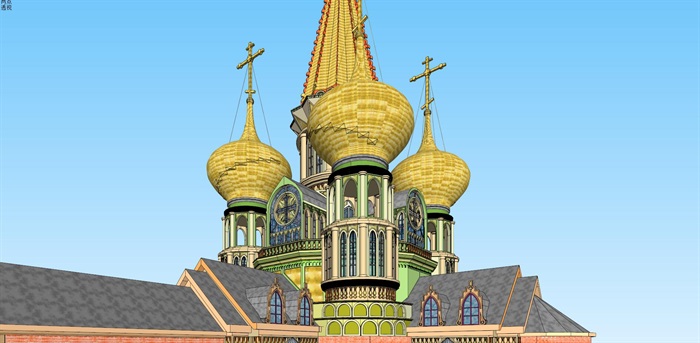 俄式教堂建筑方案SU模型(2)