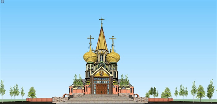俄式教堂建筑方案SU模型(3)