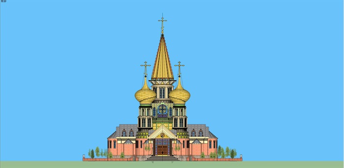 俄式教堂建筑方案SU模型(5)