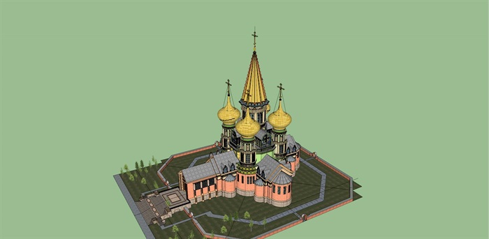 俄式教堂建筑方案SU模型(4)