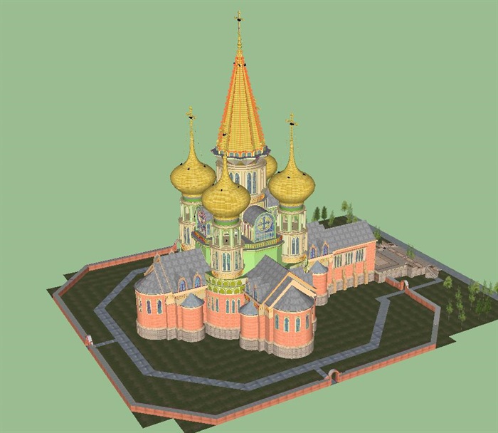 俄式教堂建筑方案SU模型(6)