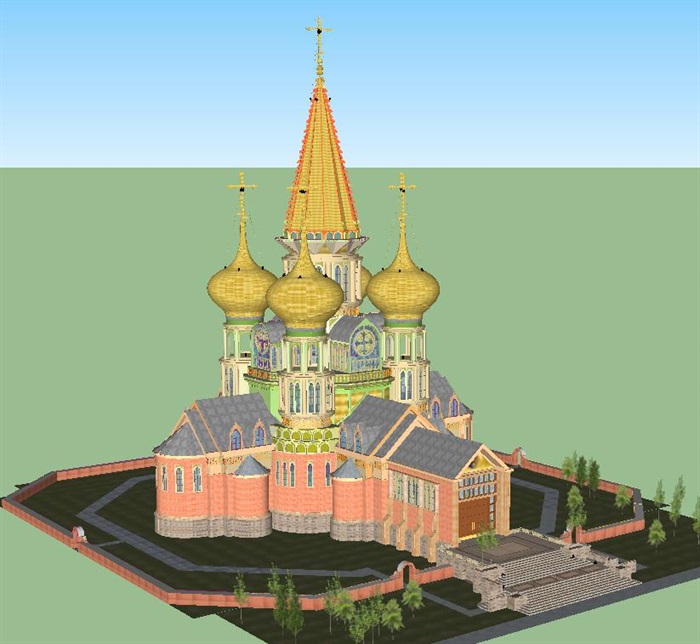 俄式教堂建筑方案SU模型(7)