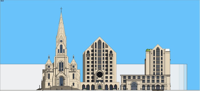 天主教堂建筑设计方案SU模型(8)