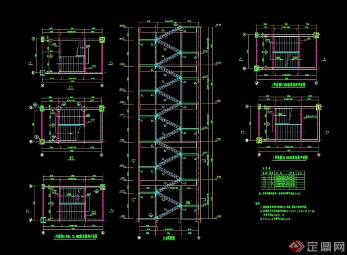23个独特详细的钢梯设计cad结构图