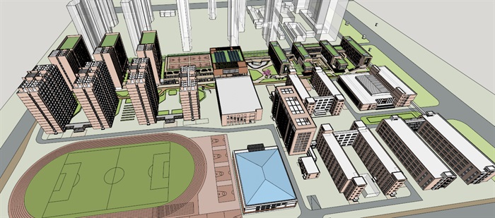 合肥618中学东校区二期建筑设计方案SU模型(2)