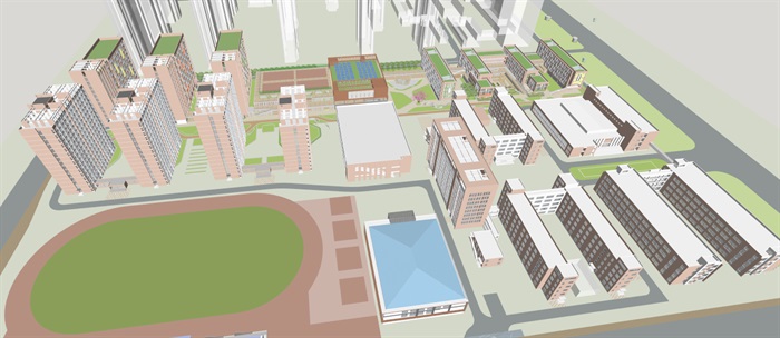 合肥618中学东校区二期建筑设计方案SU模型(4)