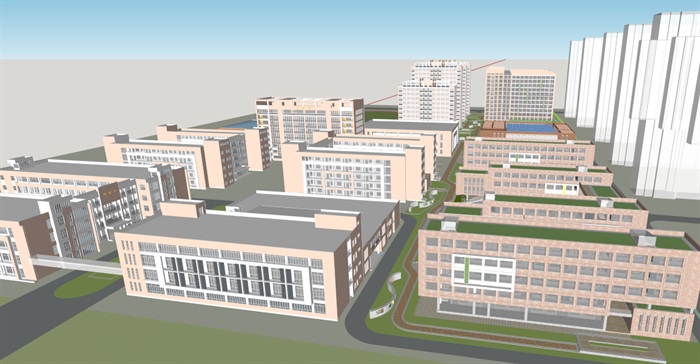合肥618中学东校区二期建筑设计方案SU模型(6)