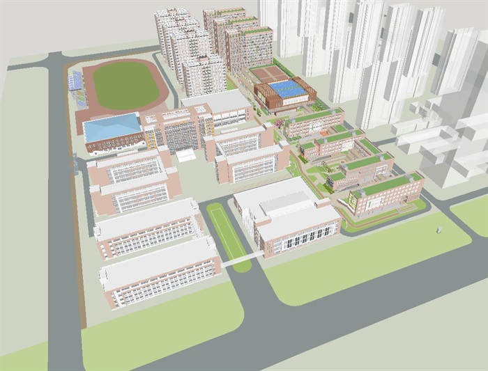 合肥618中学东校区二期建筑设计方案SU模型(11)
