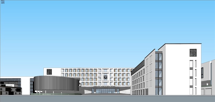 杭州北部软件园新中式祥符中学建筑方案SU模型(7)