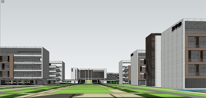 广州新石滩中学建筑方案SU模型(5)