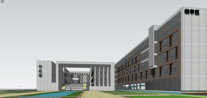 广州新石滩中学建筑方案SU模型(7)