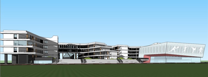 2个合肥滨湖新区南宁路初级中学建筑与景观方案SU模型(8)