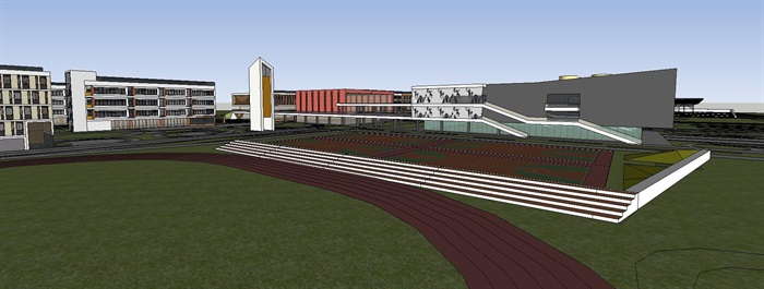沧州高中学校项目建筑与景观方案SU模型(5)