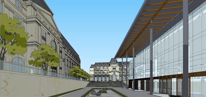 法式国际外语学校建筑方案SU模型(4)