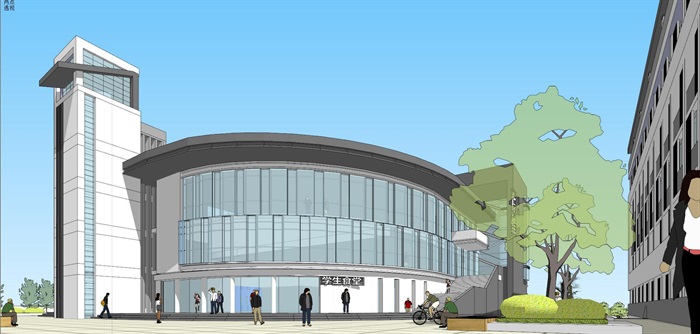 九龙新城安置房新中式中学建筑方案SU模型(7)