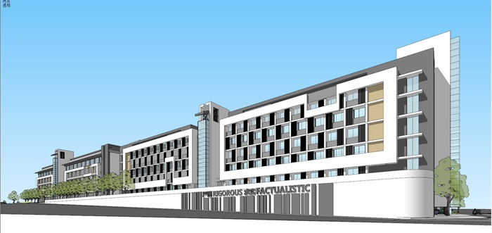 九龙新城安置房新中式中学建筑方案SU模型(10)