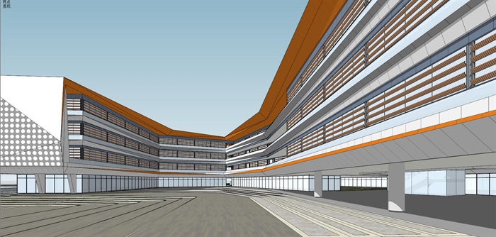 现代造型新颖的学校建筑设计方案SU模型(2)