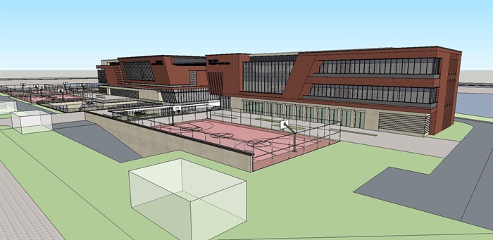 现代社区体育文化中心（红砖）建筑与景观方案SU模型(4)