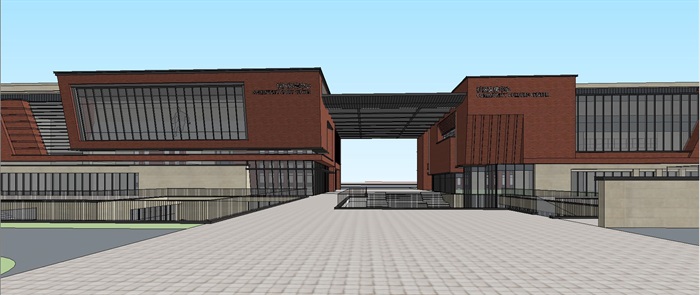 现代社区体育文化中心（红砖）建筑与景观方案SU模型(6)