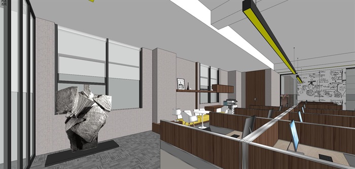 汇峰地产办公室室内装潢设计方案SU模型(12)