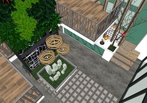 蓝光美瀚森林（loft户型）咖啡厅室内装潢设计方案SU(草图大师)模型