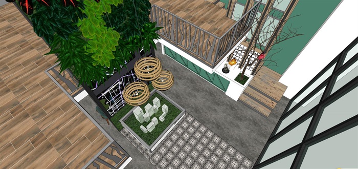 蓝光·美瀚森林（loft户型）咖啡厅室内装潢设计方案SU模型(1)