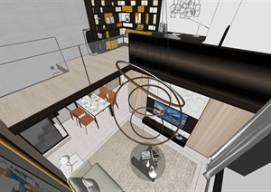 现代LOFT公寓室内精装设计方案SU(草图大师)模型