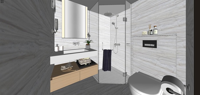 现代LOFT公寓室内精装设计方案SU模型(2)