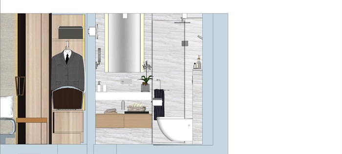 现代LOFT公寓室内精装设计方案SU模型(9)