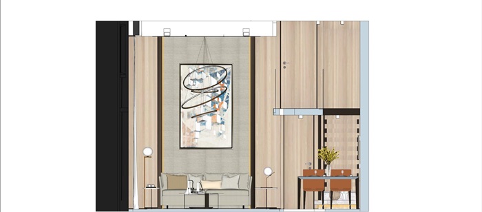 现代LOFT公寓室内精装设计方案SU模型(10)
