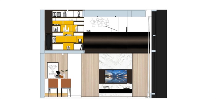 现代LOFT公寓室内精装设计方案SU模型(11)