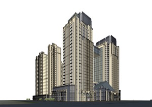 某新古典综合体 高层住宅SU(草图大师)精细模型