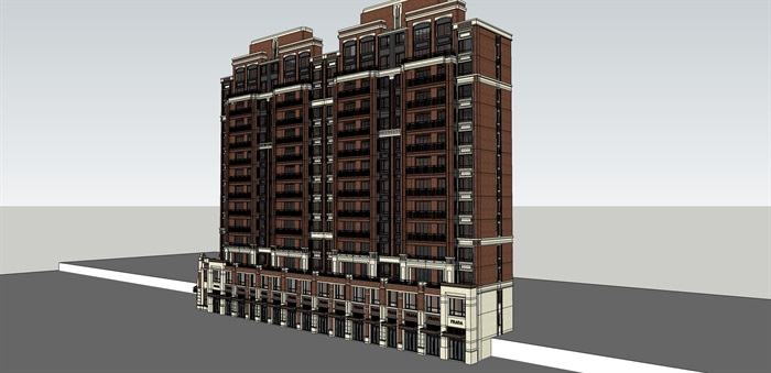某英伦风格商住楼su精细模型(3)