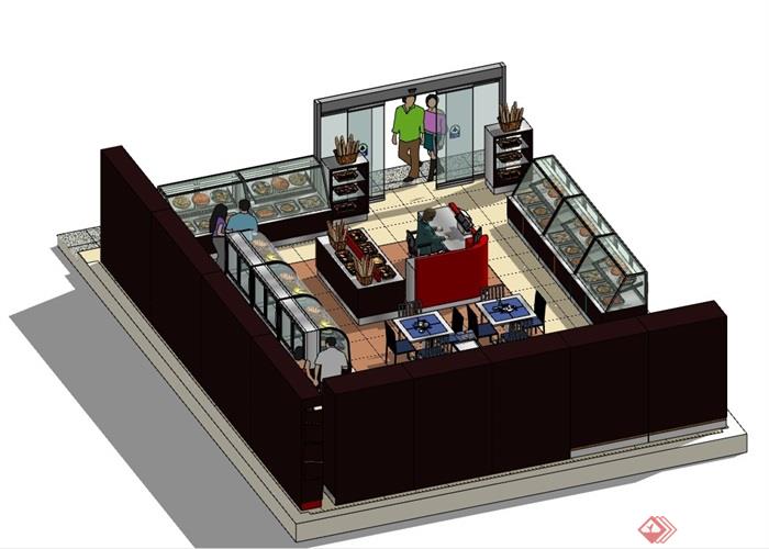 面包店商店空间设计su模型