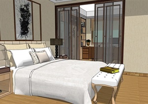 中式风格独特详细的完整住宅空间SU(草图大师)模型