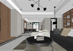 港式现代住宅室内空间设计SU(草图大师)模型