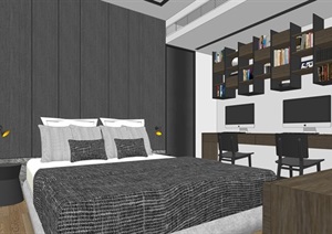 港式现代大户型住宅室内空间SU(草图大师)模型