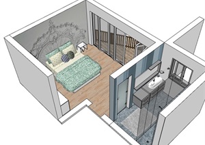 住宅室内家装室内卧室详细设计SU(草图大师)模型