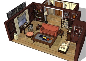 部分室内家装室内详细设计SU(草图大师)模型