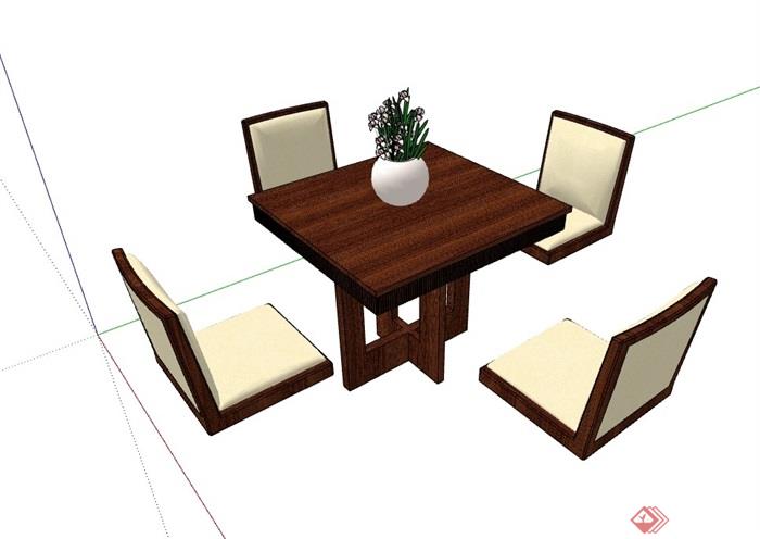 完整的室内多人餐桌椅su模型
