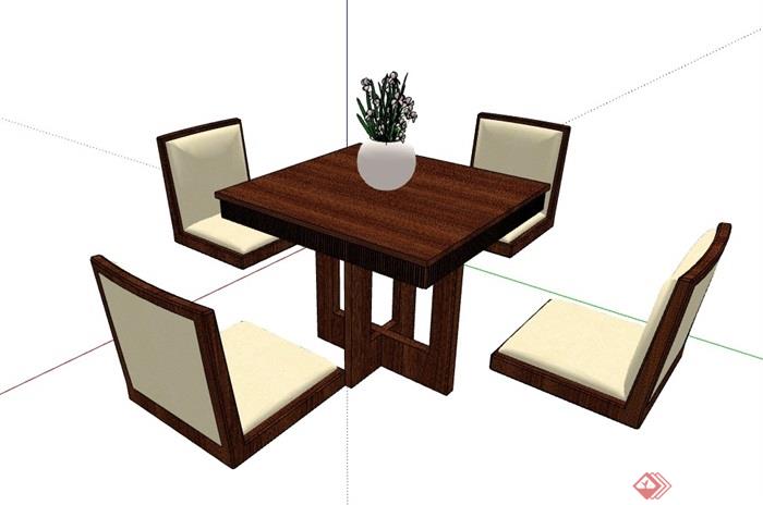 完整的室内多人餐桌椅su模型