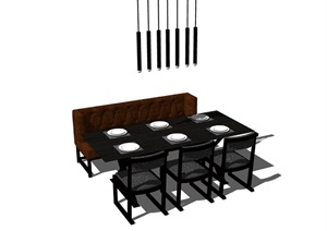 详细的中式室内桌椅素材设计SU(草图大师)模型